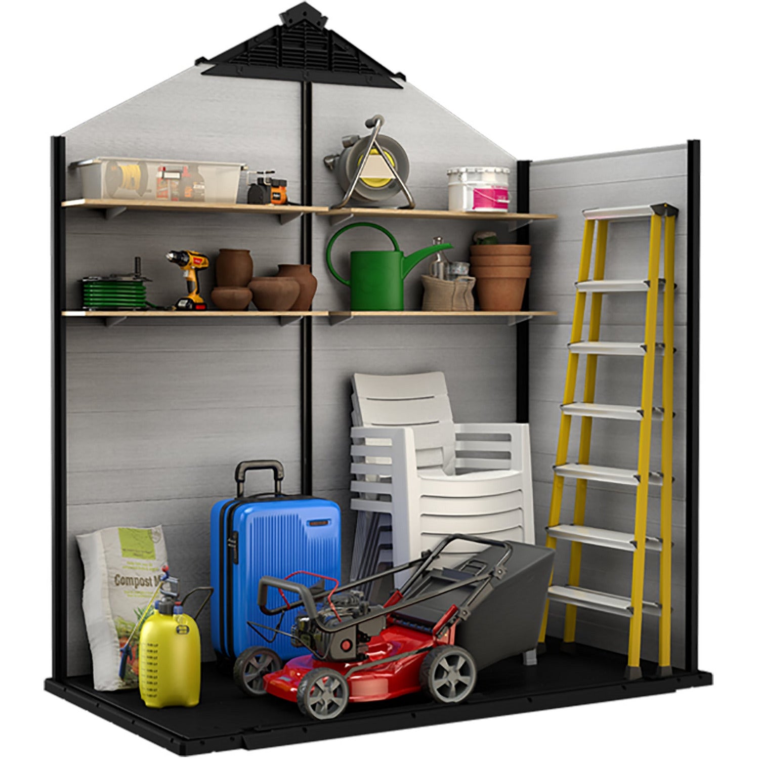 KETER - Casetta da giardino grande grigio Oakland 754 - h253x230x125 cm